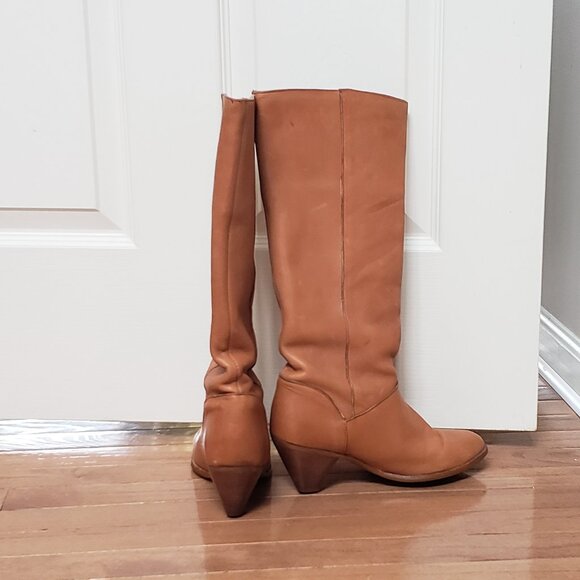 Frye Vintage Brownstone Susie Fold-over Slouchy Heeled Boots Womens - Picture 11 of 11